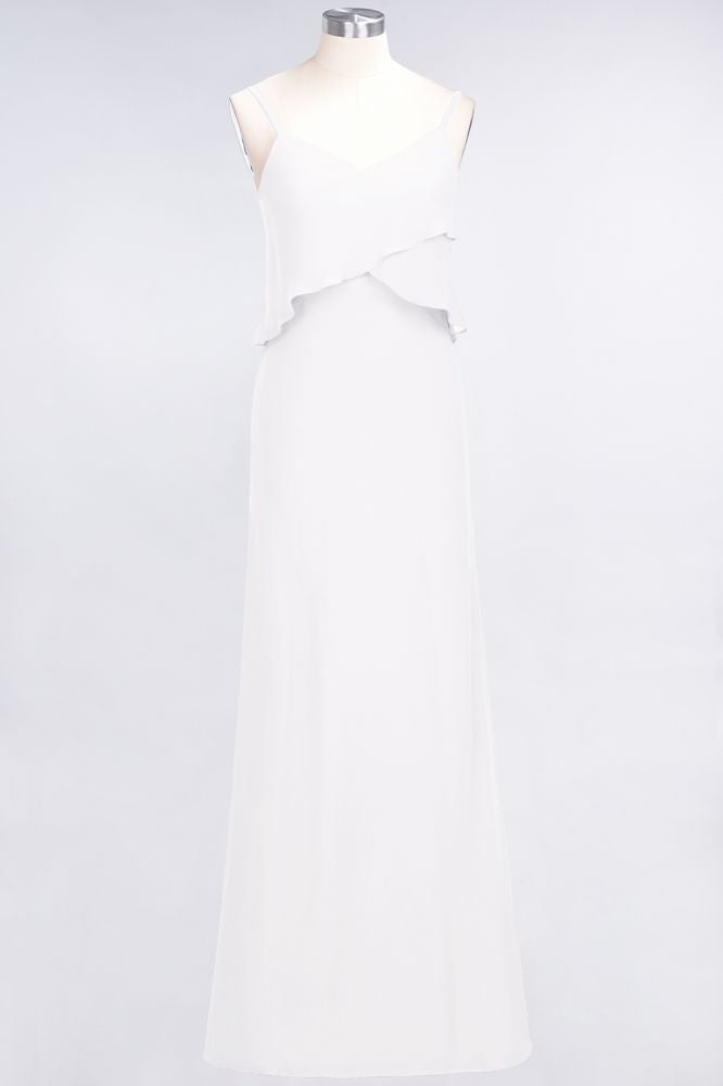 Elegant Chiffon Spaghetti V-Neck Bridesmaid Dress Sleeveless Maid of Honor Dress