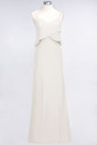 Elegant Chiffon Spaghetti V-Neck Bridesmaid Dress Sleeveless Maid of Honor Dress