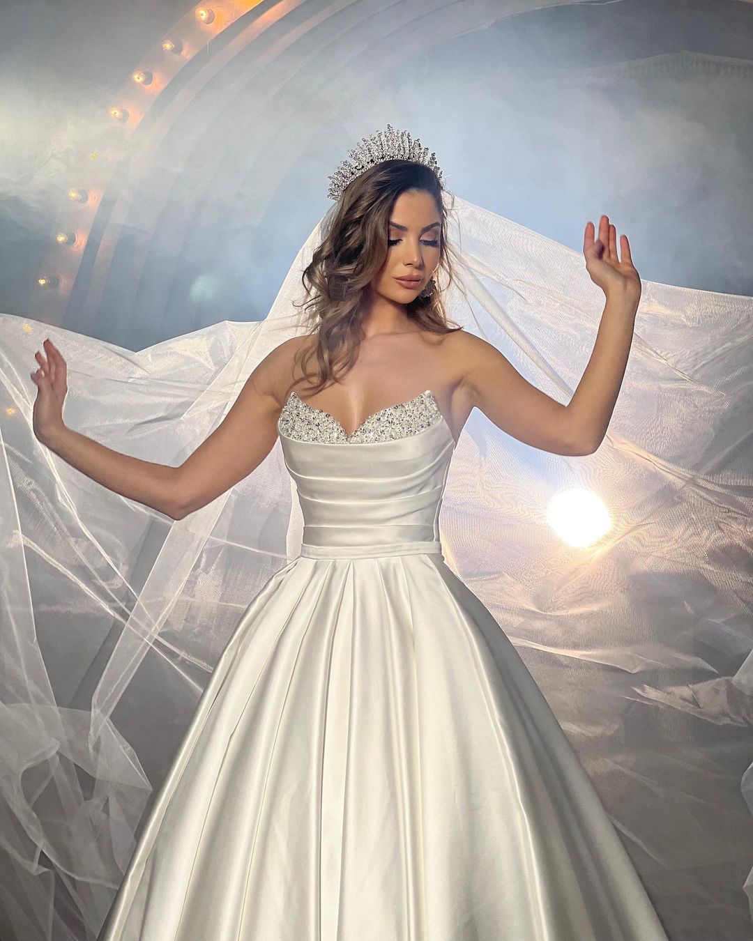 Elegant FloorLength Sleeveless A Line Satin Bridal Dress With Beads Elegant FloorLength Sleeveless A Line Satin Bridal Dress With Beads