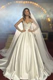 Elegant FloorLength Sleeveless A Line Satin Bridal Dress With Beads