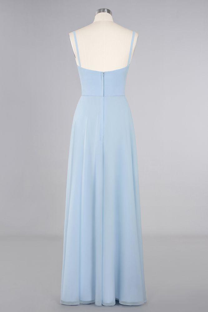 Elegant Front Split Bridesmaid Dress Garden Spaghetti Straps V-neck Long Dress