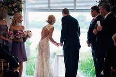 Elegant Full Lace Beach Wedding Dress Open Back Sleeveless Summer Wedding Gowns