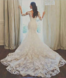 Elegant Half Sleeve Court Train Bridal Gown Latest White Mermaid Lace Wedding Dresses