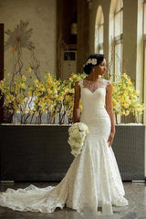 Elegant Lace Sleeveless Wedding Dress Long Mermaid Bridal Gowns Online