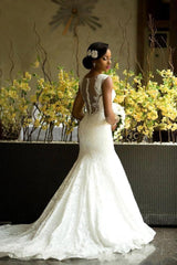 Elegant Lace Sleeveless Wedding Dress Long Mermaid Bridal Gowns Online