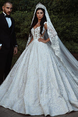 Elegant Lace Straps Wedding Dresses | Luxury Open Back Sleeveless Bridal Gowns