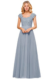 Elegant Long Chiffon Prom Dress With Lace Appliques