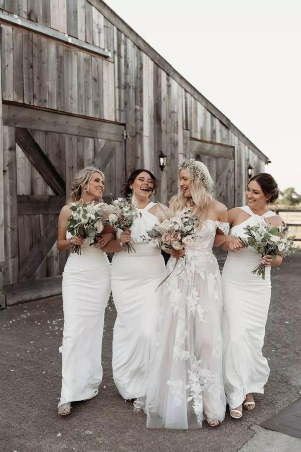 Elegant Long Off-the-Shoulder Tulle Floral Lace Wedding Dress