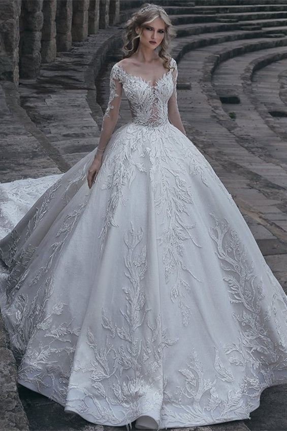 Elegant Long Sleeves Ball Wedding Dresses | Lace Sexy Bridal Gowns | Suzhoufashion Elegant Long Sleeves Ball Wedding Dresses | Lace Sexy Bridal Gowns | Suzhoufashion