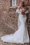 Elegant Long Sleeves Mermaid Wedding Dresses With Lace