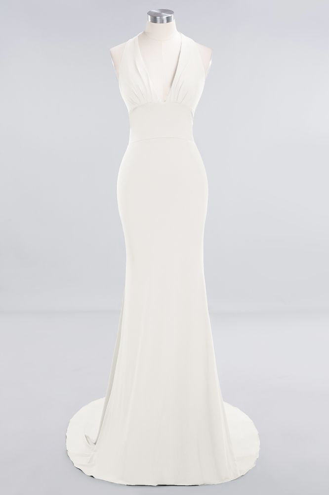Elegant Mermaid Halter Evening Dress Simple Sleeveless Long Party Gown