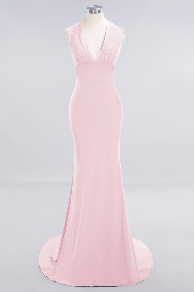 Elegant Mermaid Halter Evening Dress Simple Sleeveless Long Party Gown