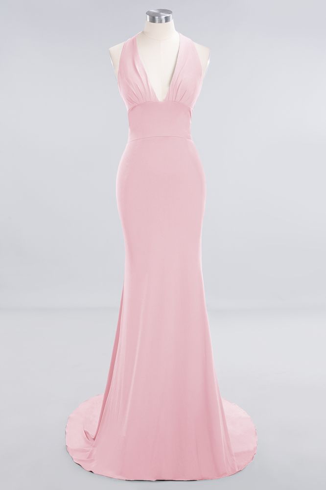 Elegant Mermaid Halter Evening Dress Simple Sleeveless Long Party Gown