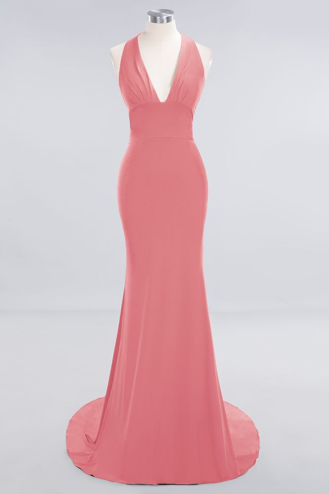 Elegant Mermaid Halter Evening Dress Simple Sleeveless Long Party Gown