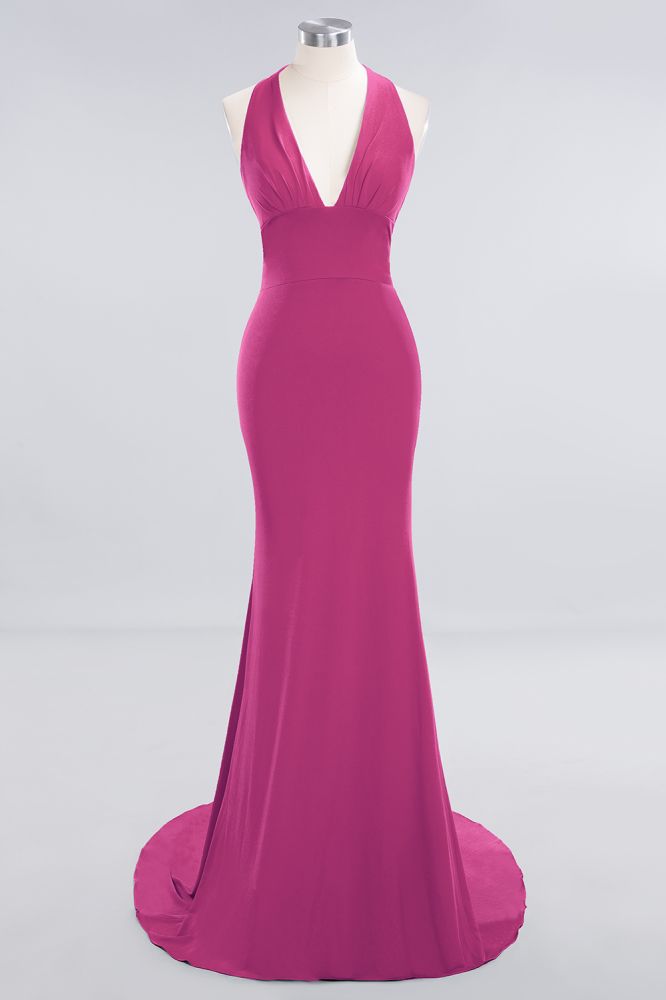 Elegant Mermaid Halter Evening Dress Simple Sleeveless Long Party Gown