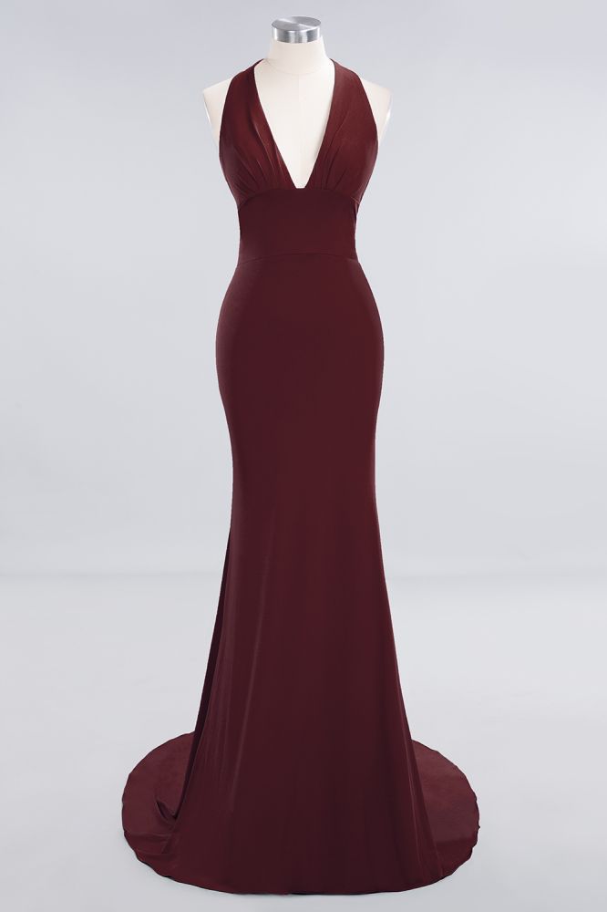 Elegant Mermaid Halter Evening Dress Simple Sleeveless Long Party Gown