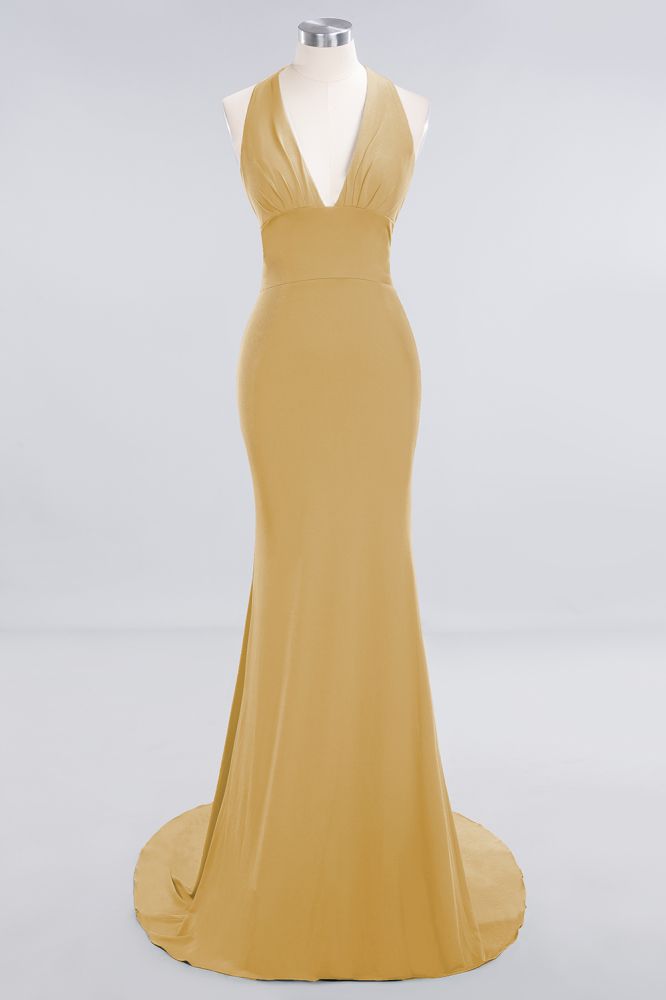 Elegant Mermaid Halter Evening Dress Simple Sleeveless Long Party Gown
