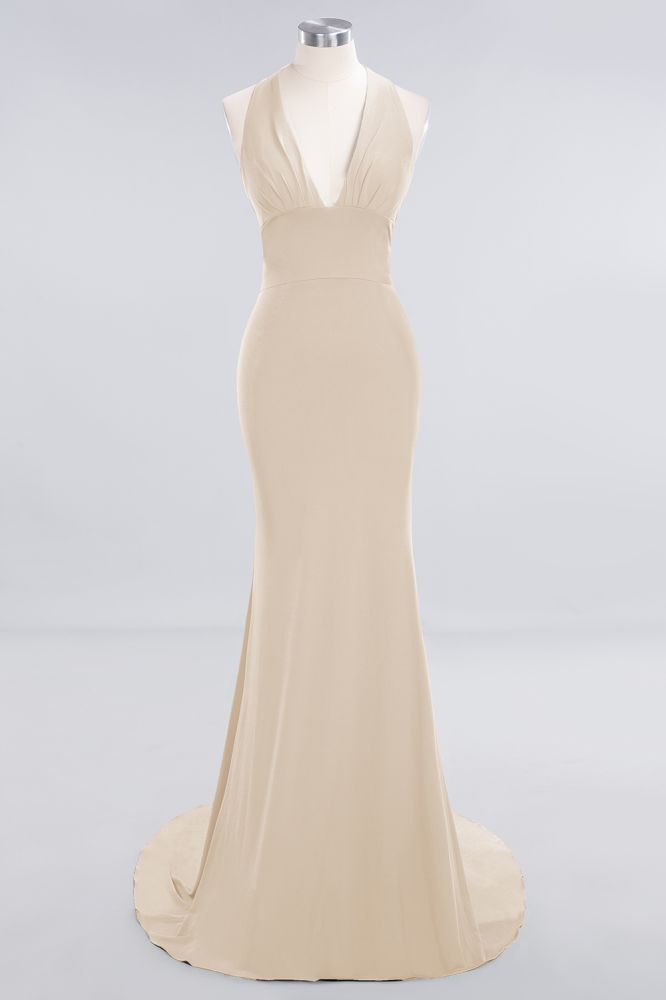 Elegant Mermaid Halter Evening Dress Simple Sleeveless Long Party Gown