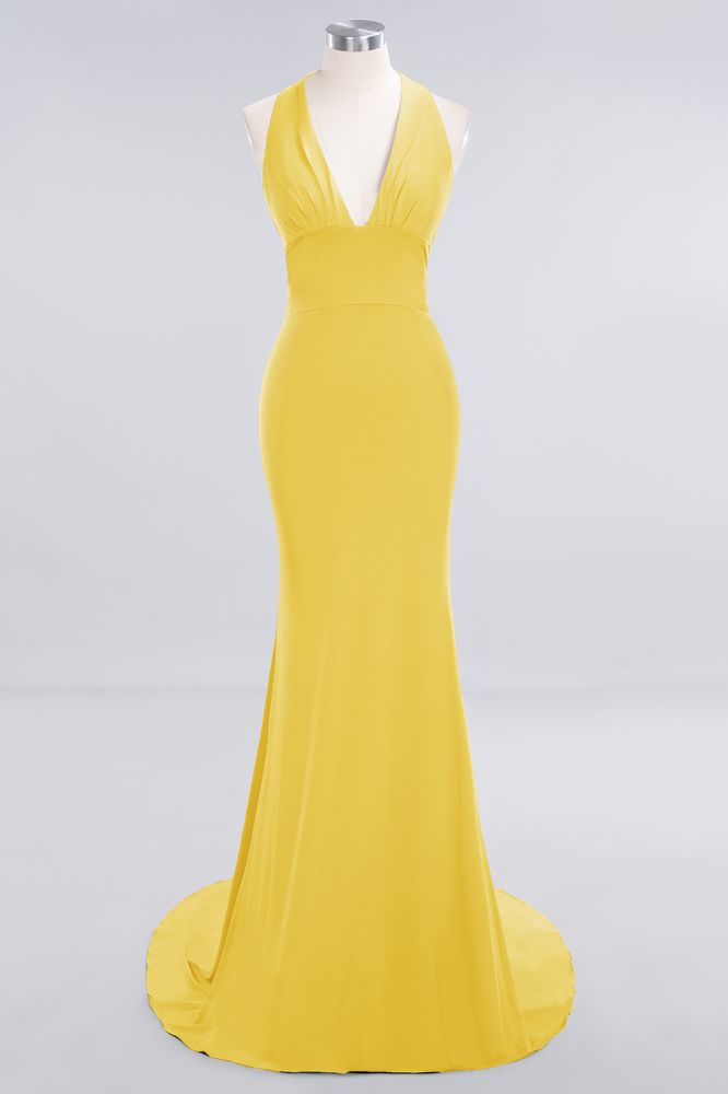 Elegant Mermaid Halter Evening Dress Simple Sleeveless Long Party Gown