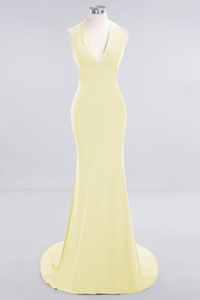 Elegant Mermaid Halter Evening Dress Simple Sleeveless Long Party Gown