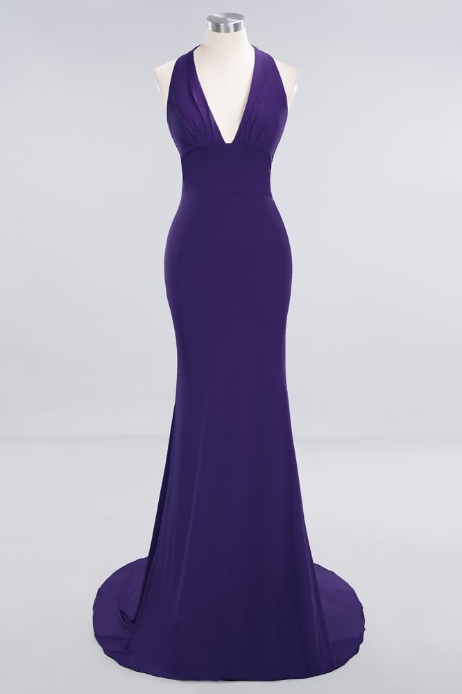 Elegant Mermaid Halter Evening Dress Simple Sleeveless Long Party Gown