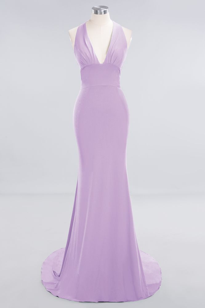 Elegant Mermaid Halter Evening Dress Simple Sleeveless Long Party Gown