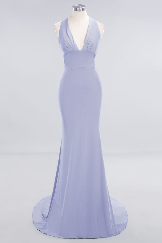 Elegant Mermaid Halter Evening Dress Simple Sleeveless Long Party Gown