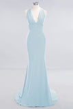 Elegant Mermaid Halter Evening Dress Simple Sleeveless Long Party Gown