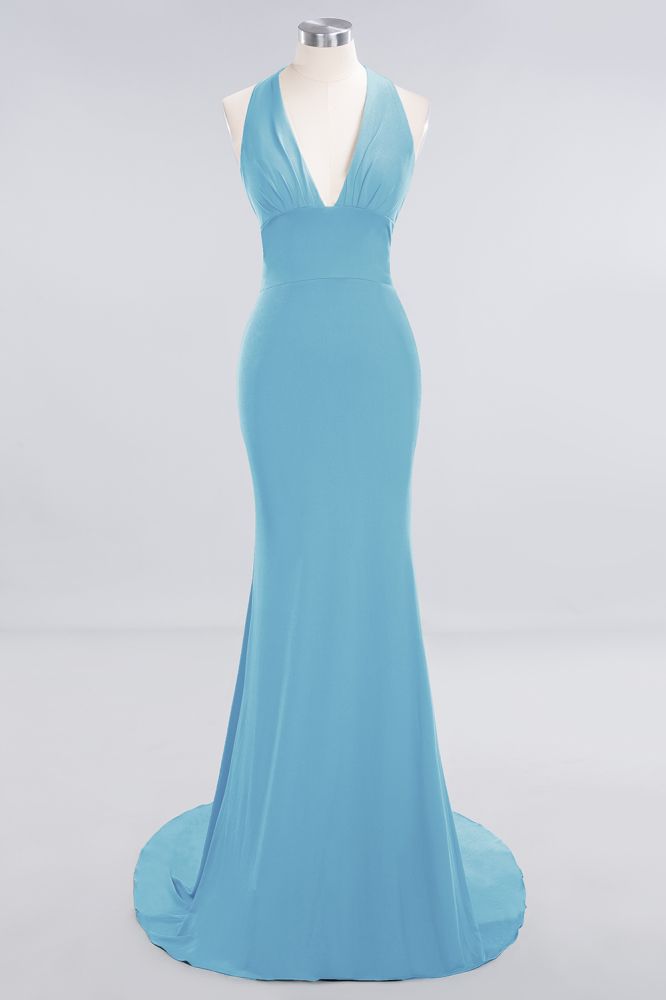 Elegant Mermaid Halter Evening Dress Simple Sleeveless Long Party Gown