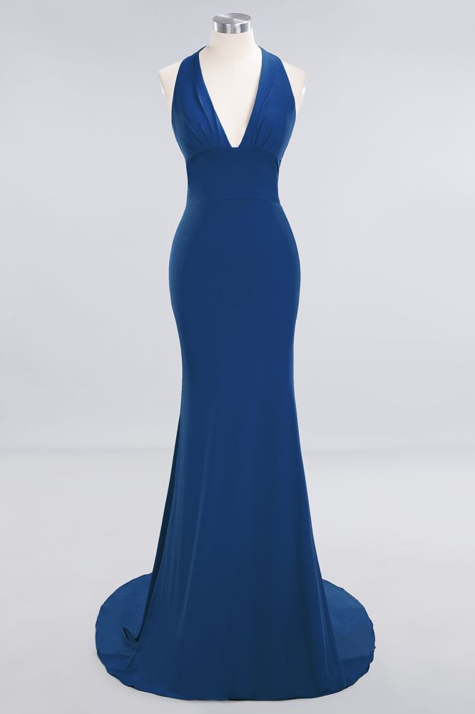 Elegant Mermaid Halter Evening Dress Simple Sleeveless Long Party Gown