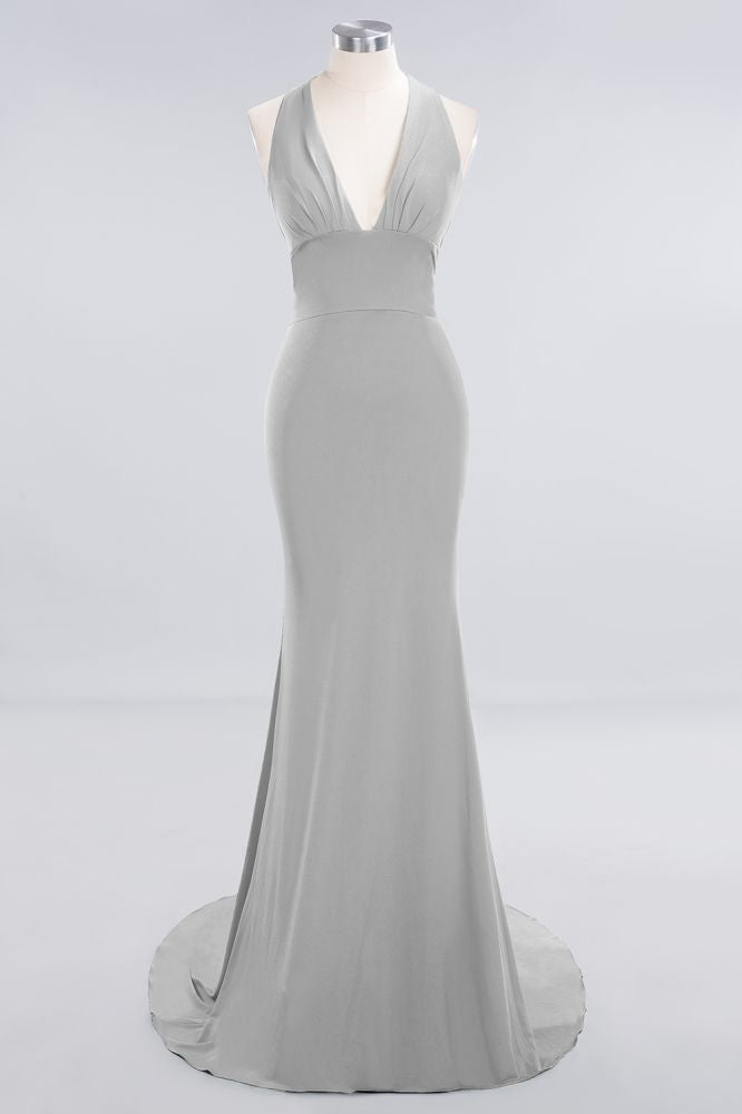 Elegant Mermaid Halter Evening Dress Simple Sleeveless Long Party Gown