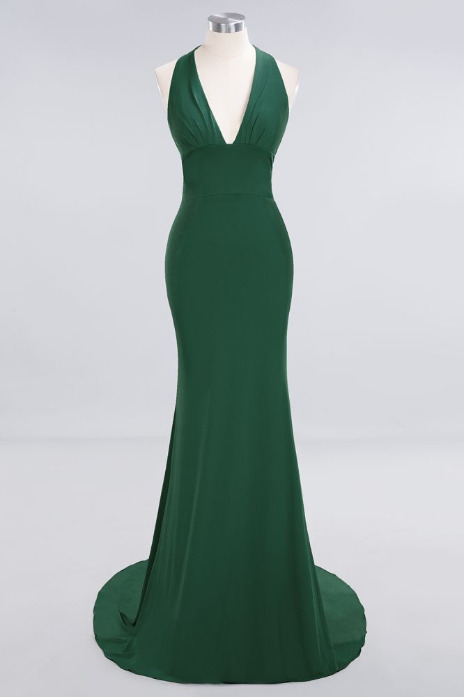 Elegant Mermaid Halter Evening Dress Simple Sleeveless Long Party Gown