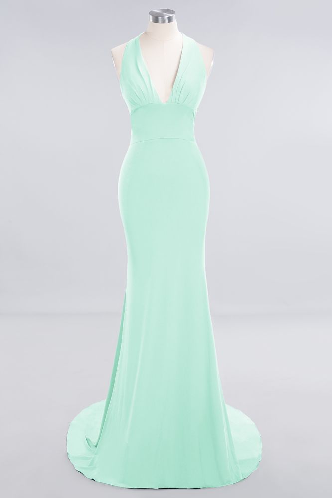 Elegant Mermaid Halter Evening Dress Simple Sleeveless Long Party Gown