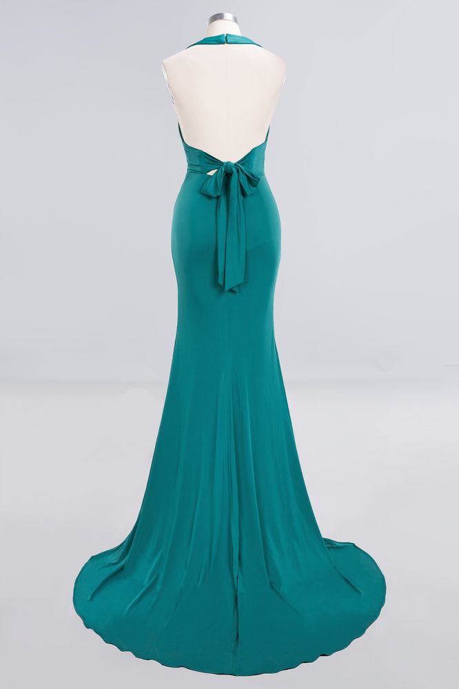 Elegant Mermaid Halter Evening Dress Simple Sleeveless Long Party Gown