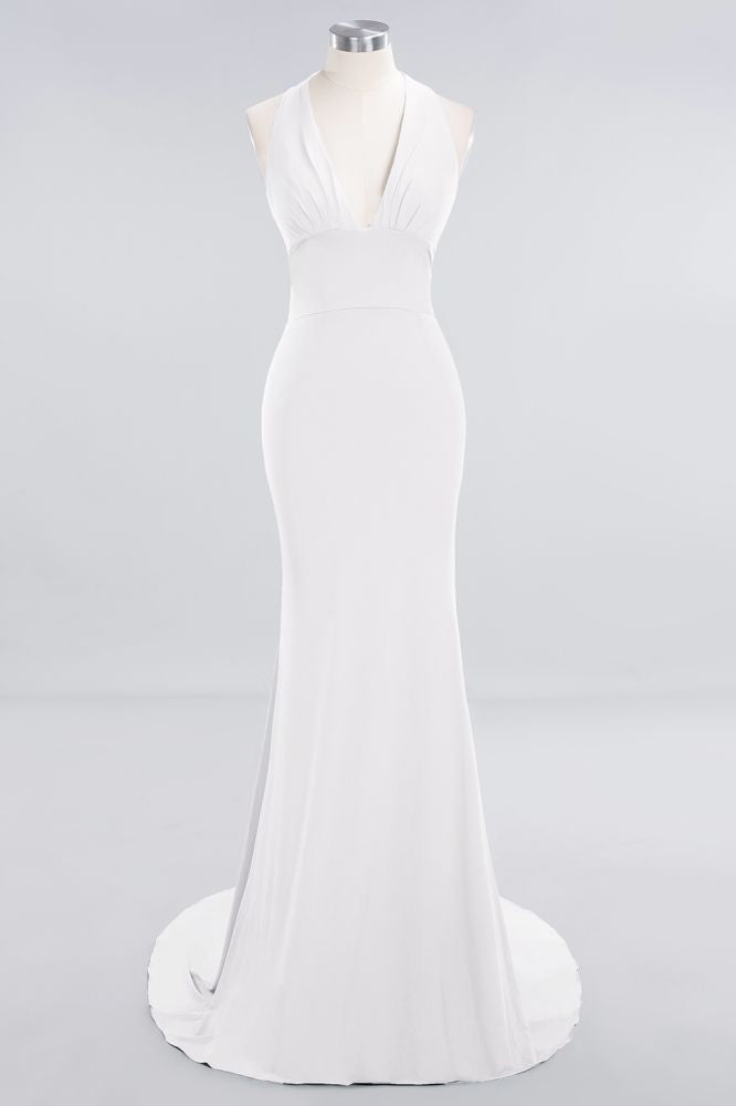 Elegant Mermaid Halter Evening Dress Simple Sleeveless Long Party Gown