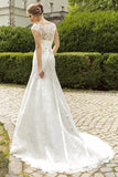 Elegant Mermaid Lace Beadings Bridal Dress Court Train Cap Sleeve Wedding Dresses