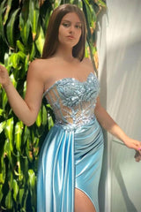 Elegant Mermaid Sleeveless Appliques Evening Dresses With Split