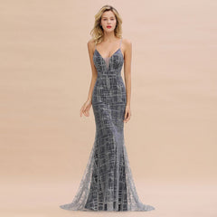 Elegant Mermaid Sleeveless Long Evening Dress in Stock