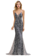 Elegant Mermaid Sleeveless Long Evening Dress in Stock