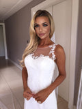Elegant Mermaid Sleeveless Wedding Dress | Lace Appliques Bridal Gowns