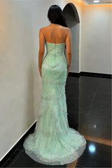 Elegant Mint Green Sweetheart Mermaid Prom Dress With Beaded Formal Evening Gown