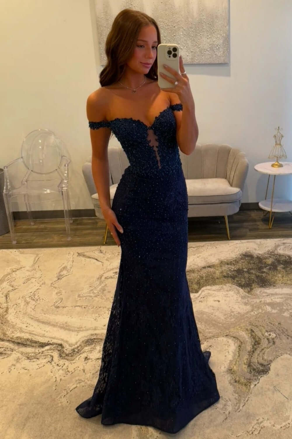 Suzhoufashion Navy Prom Dress Off The Shoulder Mermaid Long Lace Formal Dress suzhoufashion Suzhoufashion Navy Prom Dress Off The Shoulder Mermaid Long Lace Formal Dress suzhoufashion