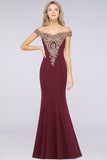 Elegant Off-the-Shoulder Mermaid Prom Dress Long With Lace Appliques