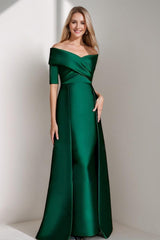 Elegant Off the Shoulder Mother of the Bride Dress with 1 2 Sleeves in A Line Style