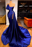 Elegant Royal Blue Mermaid Prom Dress Long With Slit