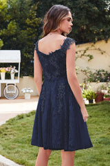 Elegant Scoop Sleeveless Mini Party Dress Straps With Appliques