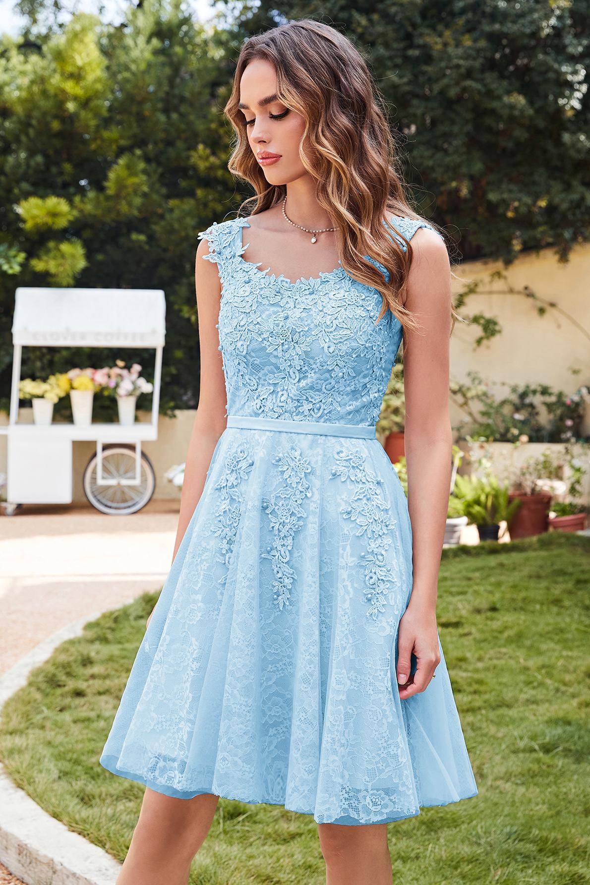 Elegant Scoop Sleeveless Mini Party Dress Straps With Appliques