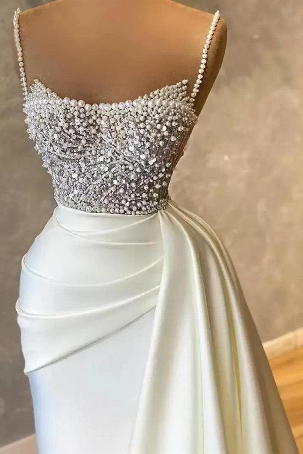Elegant Sequins Pearls Mermaid Prom Dress Sleeveless Evening Maxi Dress | Suzhoufashion Elegant Sequins Pearls Mermaid Prom Dress Sleeveless Evening Maxi Dress | Suzhoufashion