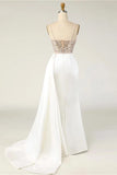 Elegant Sequins Pearls Mermaid Prom Dress Sleeveless Evening Maxi Dress