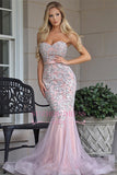 Elegant Sleeveless Sweetheart Bow Prom Dresses | Tulle Appliques Mermaid Evening Dresses